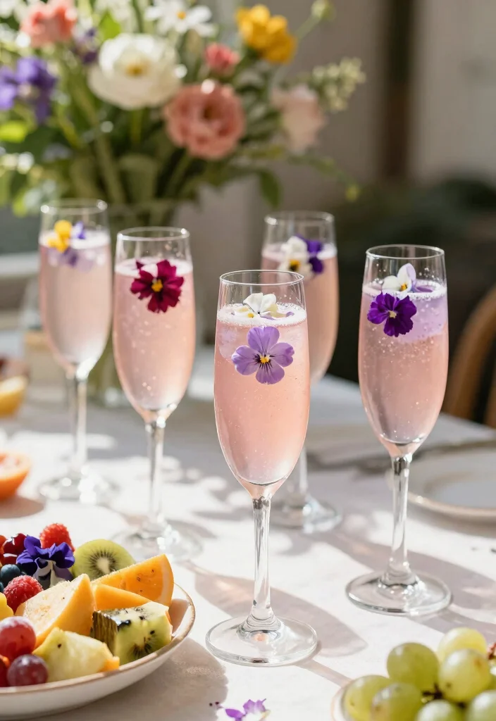 17 Brunch and Bubbly Bridal Shower Ideas for a Fun Celebration - 2. Floral Champagne Cocktails 1