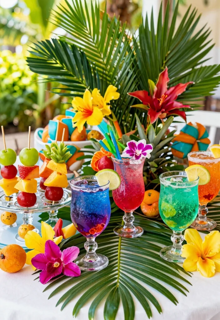 17 Brunch and Bubbly Bridal Shower Ideas for a Fun Celebration - 7. Chic Tropical Theme 1