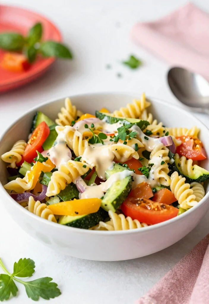 17 Valentine's Day Brunch Ideas for a Sweet Celebration - 12. Vegan Pasta Salad with Lemon Dressing 1