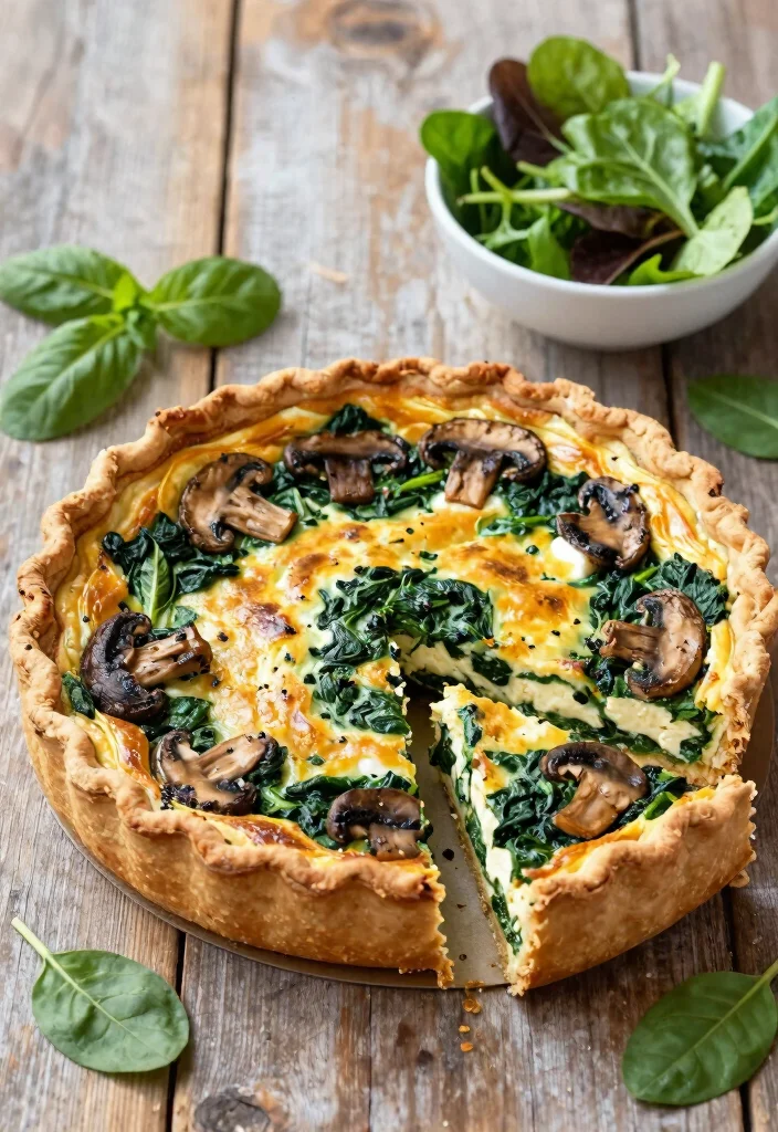 17 Valentine's Day Brunch Ideas for a Sweet Celebration - 5. Vegan Quiche with Spinach and Mushrooms 1