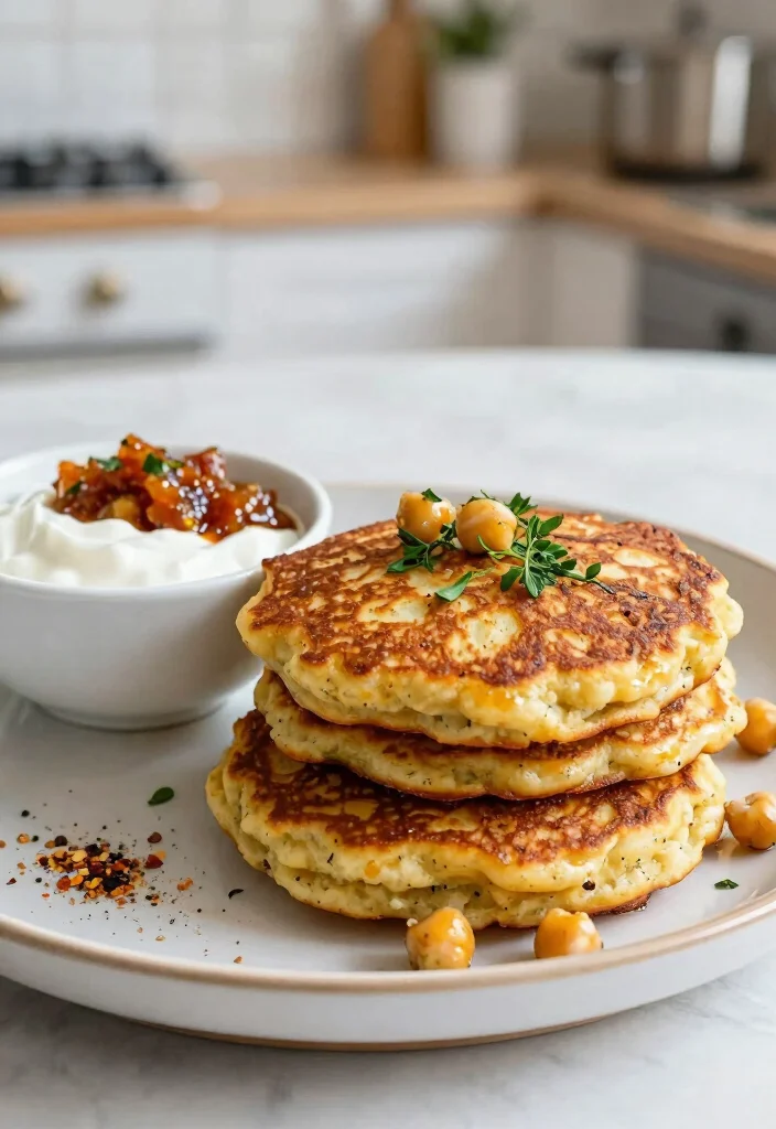 17 Valentine's Day Brunch Ideas for a Sweet Celebration - 9. Savory Chickpea Pancakes 1