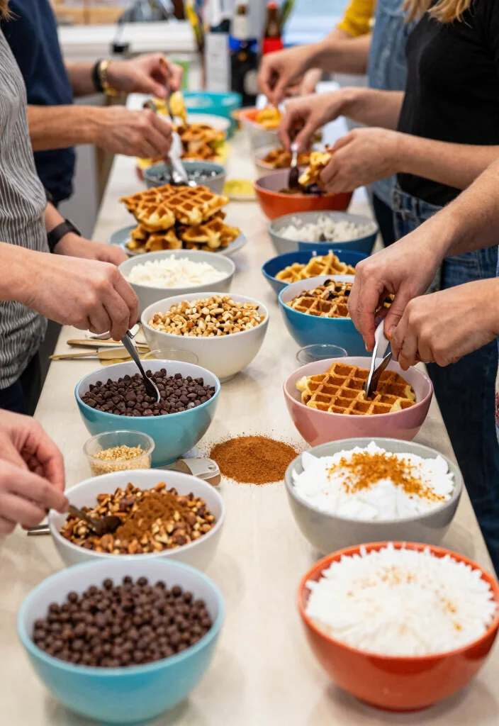17 Waffle Bar Ideas for a Fun Brunch Party Theme - 13. DIY Topping Station 1