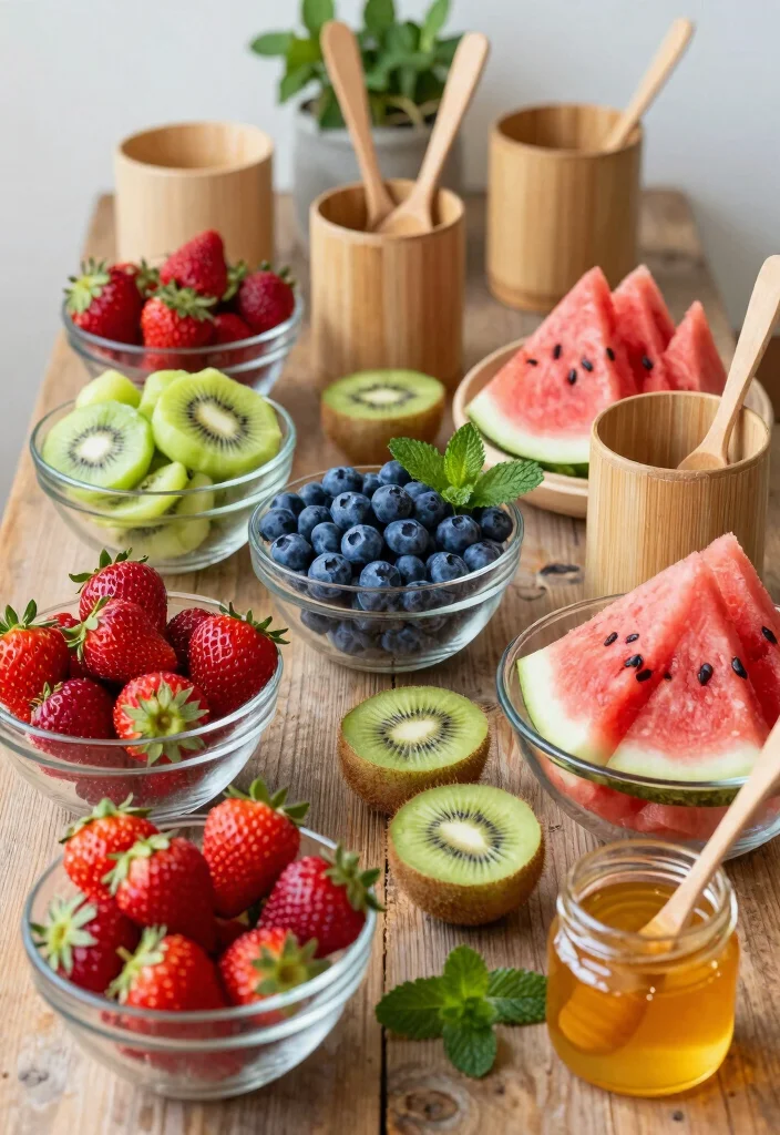 18 Baby Shower Brunch Ideas Perfect for Hosting at Home - 1. Organic Fruit Salad Bar 1