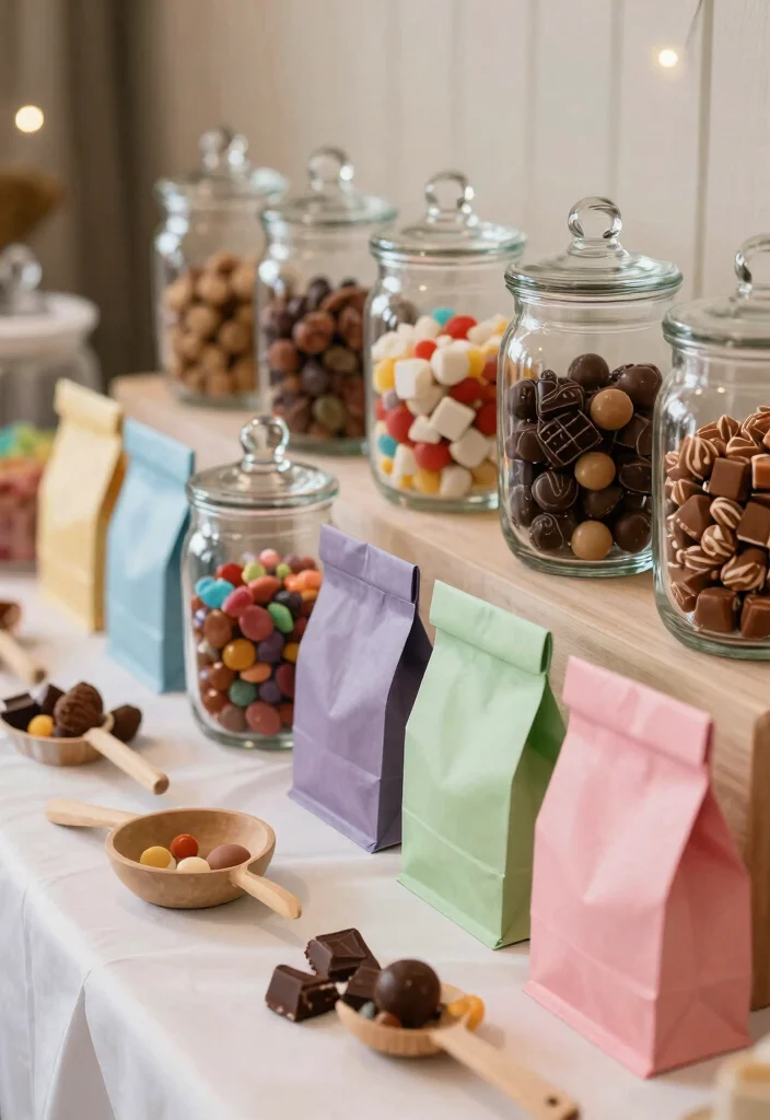 18 Baby Shower Brunch Ideas Perfect for Hosting at Home - 15. A Sweet Candy Table 1