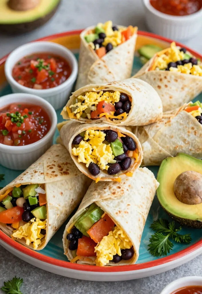 18 Breakfast Buffet Brunch Party Ideas for Feeding a Crowd - 8. Breakfast Burrito Wraps 1