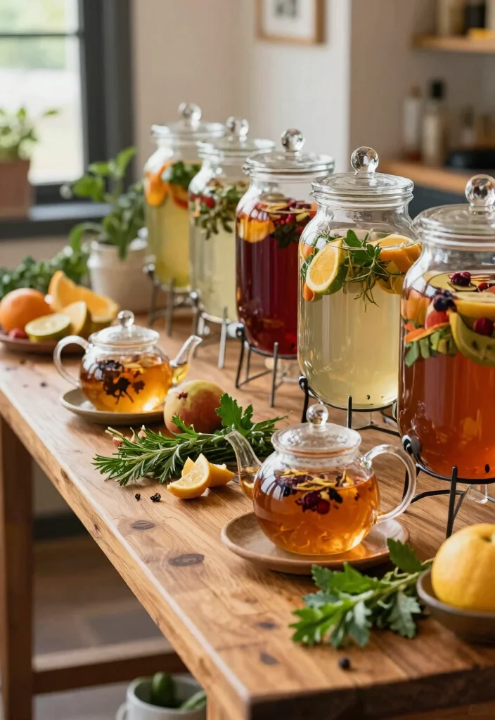 18 Breakfast Buffet Brunch Party Ideas for Feeding a Crowd - 9. Herbal Tea and Infused Water Station 1