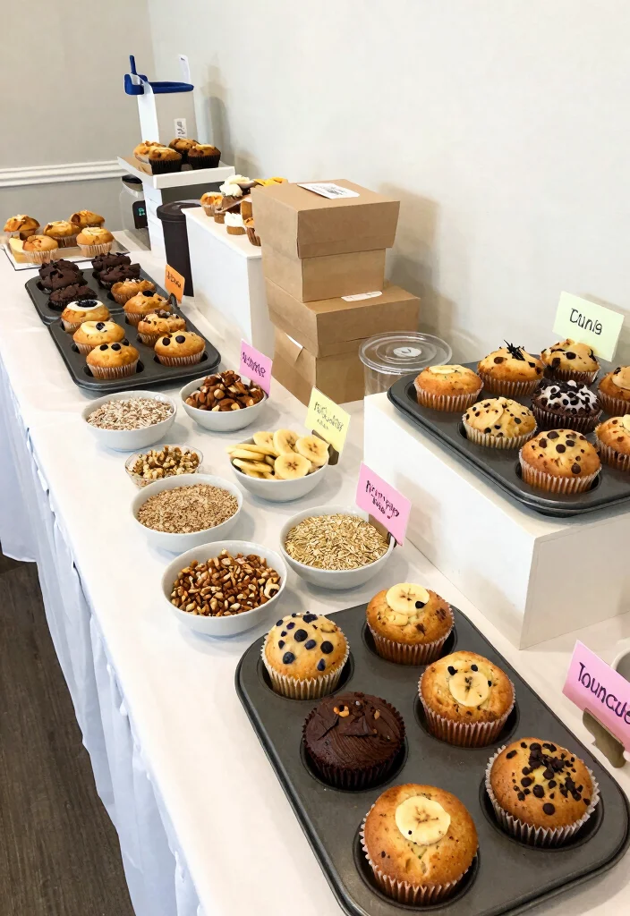 18 Brunch Baby Shower Ideas That Are Cute, Easy, and Crowd-Pleasing - 11. Baby-Themed Muffin Station 1