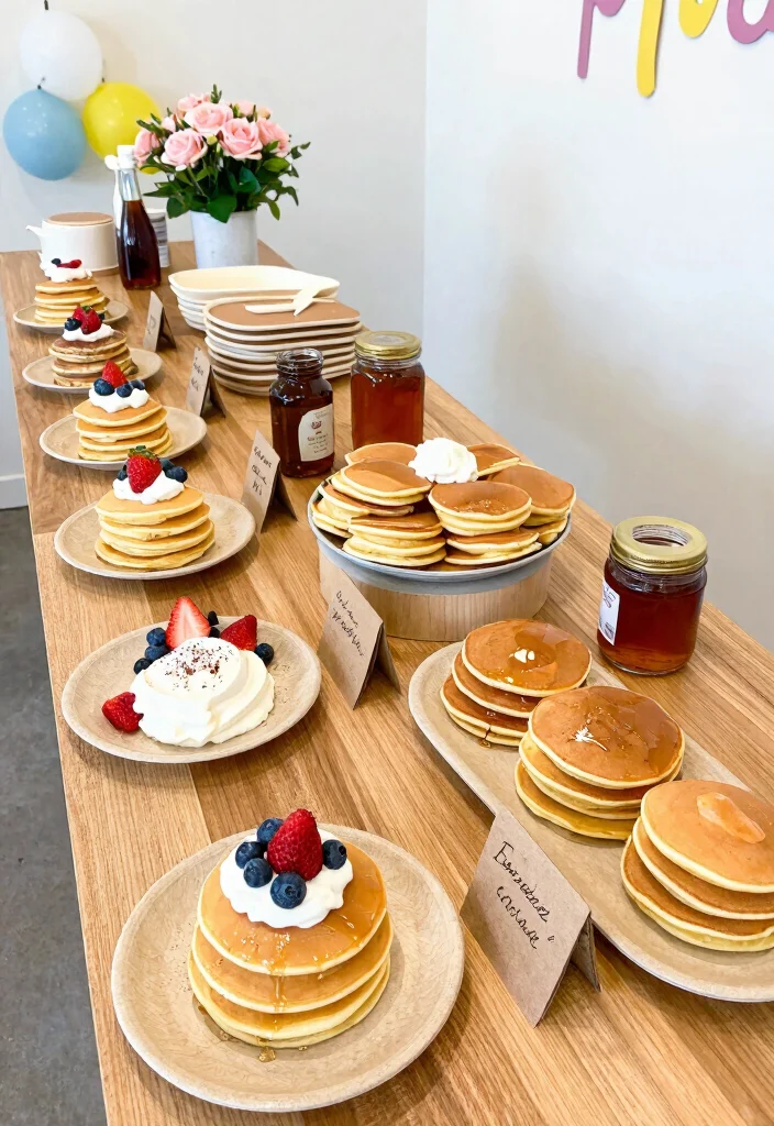 18 Brunch Baby Shower Ideas That Are Cute, Easy, and Crowd-Pleasing - 3. Mini Pancake Bar 1