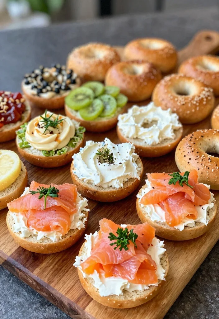 18 Brunch Bar Food Ideas for Easy Self-Serve Hosting - 8. Mini Bagel Bar 1