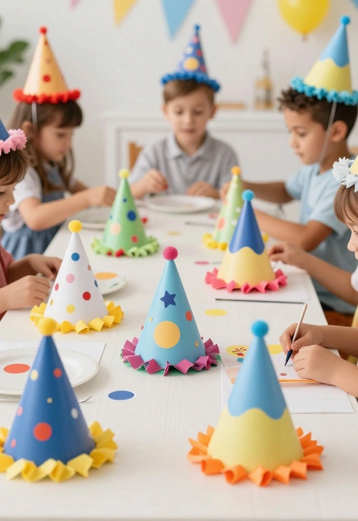 18 Brunch Birthday Party Ideas That Work at Home - 13. Themed Party Hats 1