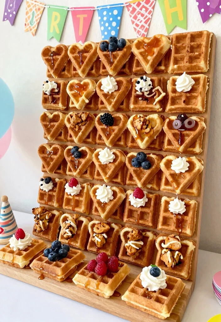 18 Brunch Birthday Party Ideas That Work at Home - 2. Sweet and Savory Waffle Wall 1