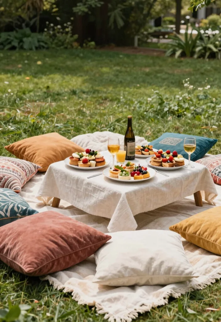 18 Brunch Table Decoration Ideas for a Picture-Perfect Setup - 12. Picnic-Style Setup 1