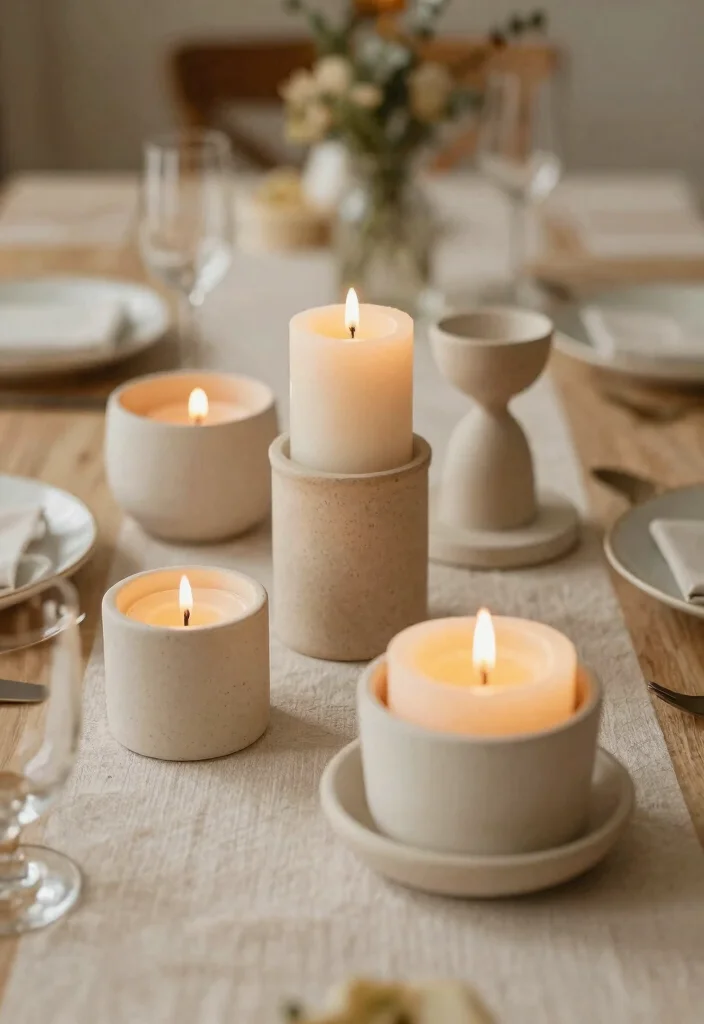 18 Brunch Table Decoration Ideas for a Picture-Perfect Setup - 18. Eco-Friendly Candle Holders 1