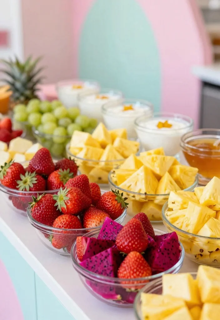 18 Brunch-Themed Baby Shower Ideas Guests Will Adore - 1. Fresh Fruit Bar 1