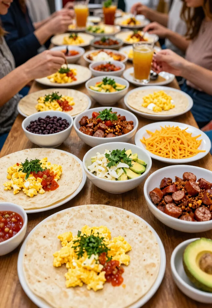 18 Easy Brunch Ideas for a Crowd (Low Stress, Big Flavor) - 7. Breakfast Burrito Station 1