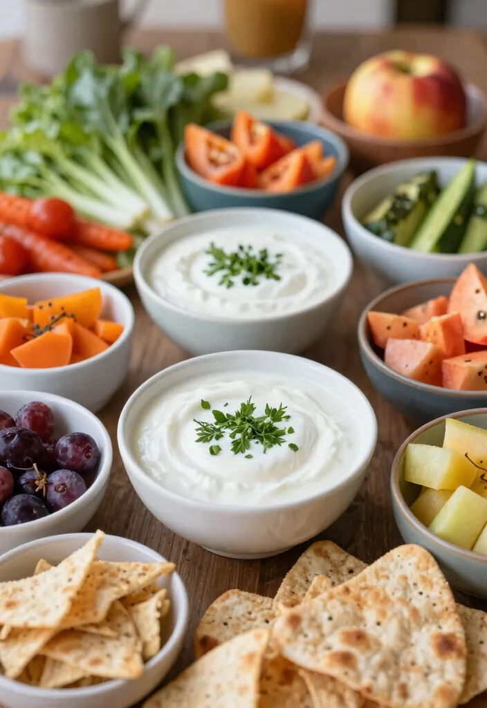 18 Girls’ Brunch Ideas at Home for a Cozy Get-Together - 17. Sweet and Savory Yogurt Dips 1
