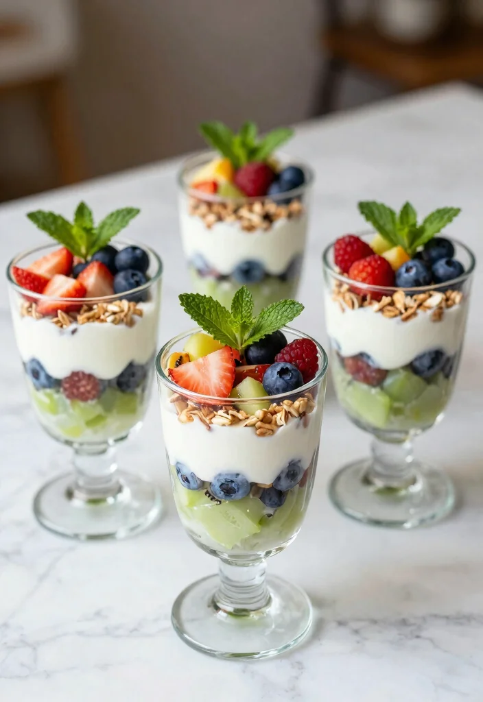 18 Girls’ Brunch Ideas at Home for a Cozy Get-Together - 2. Colorful Fruit Parfaits 1