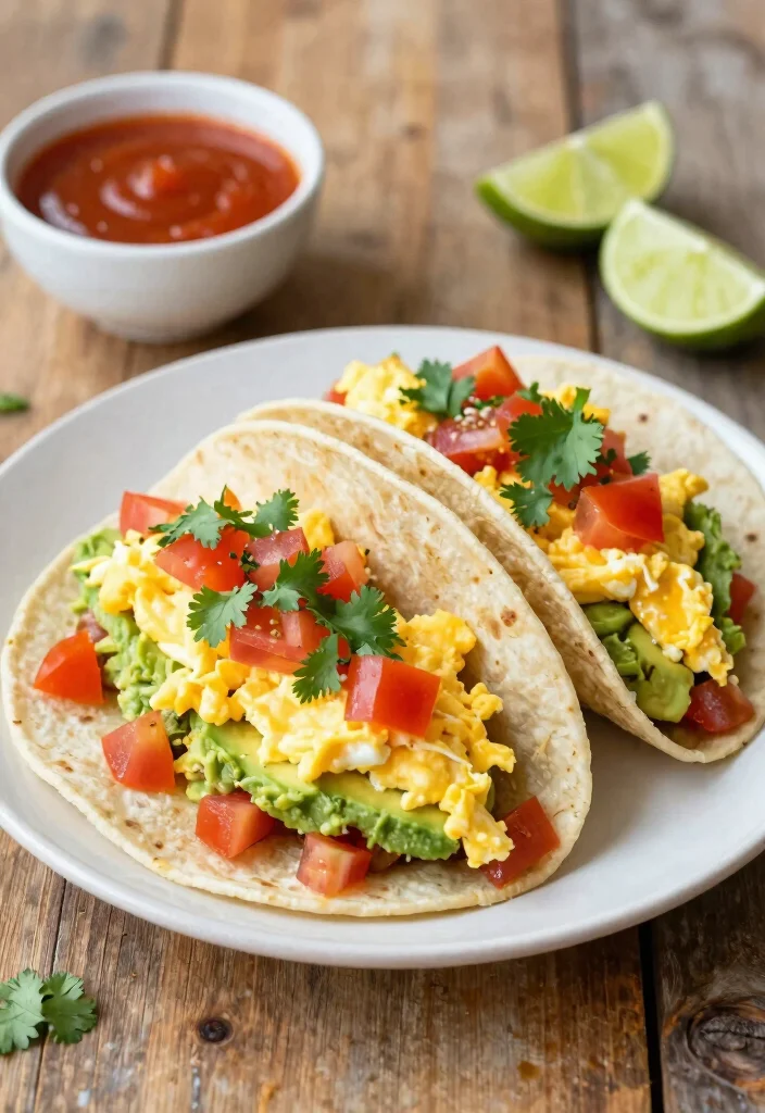 18 Girls’ Brunch Ideas at Home for a Cozy Get-Together - 9. Egg and Avocado Breakfast Tacos 1