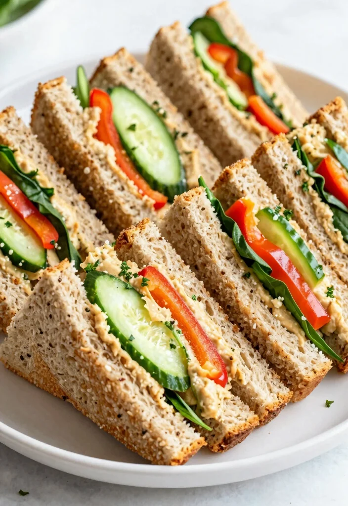 18 Ideas de Brunch en Casa Fáciles y Deliciosas - 13. Sándwiches de Hummus y Vegetales 1