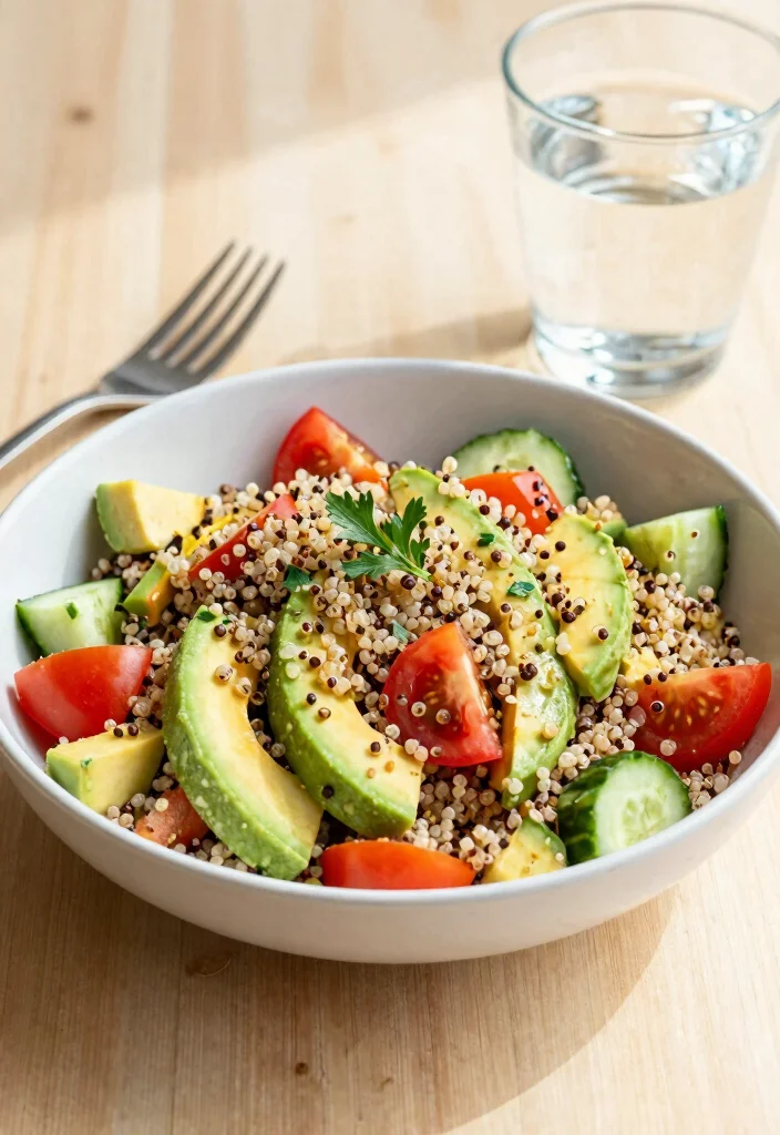 18 Ideas de Brunch en Casa Fáciles y Deliciosas - 6. Ensalada de Quinoa con Aguacate 1