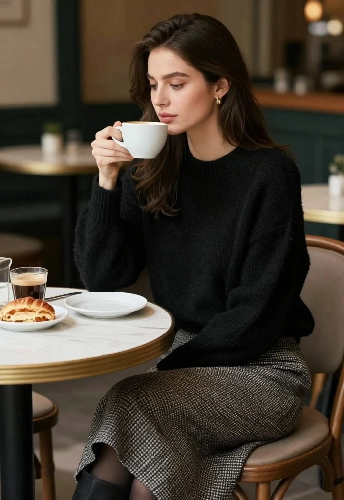 18 Outfit Ideas for Brunch That Work for Any Occasion - 13. Cozy Sweater and Skirt Combo 1