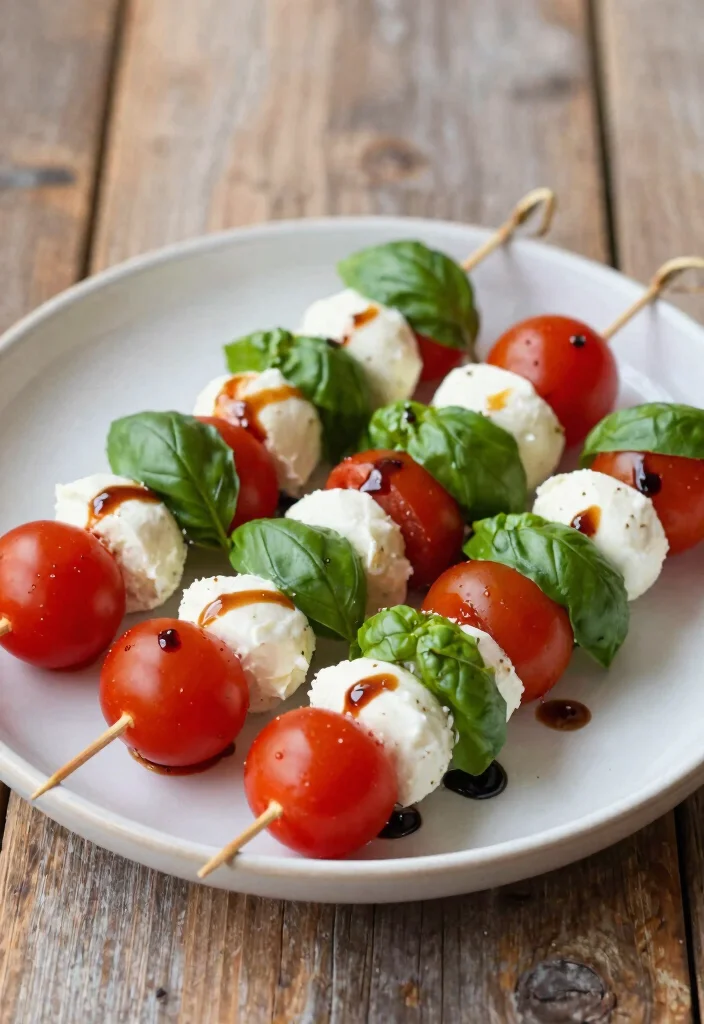 19 Brunch Food Ideas for a Fun and Festive Party - 12. Vegan Caprese Skewers 1