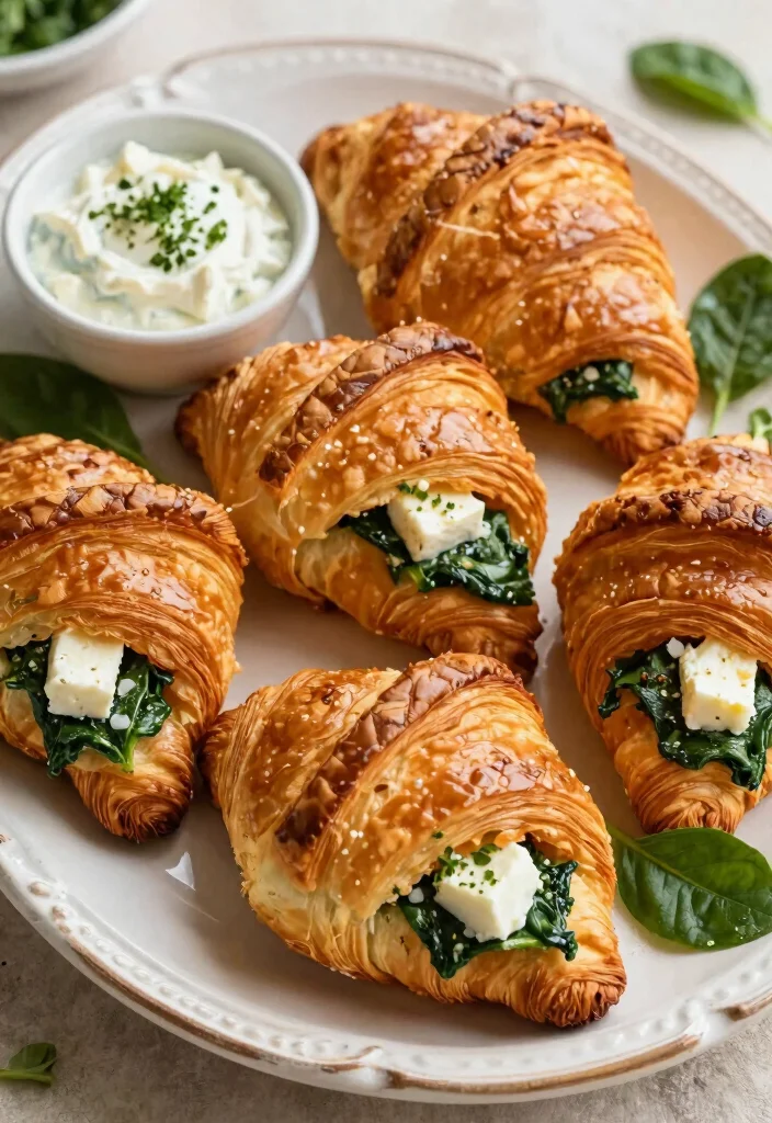 19 Brunch at Home Ideas for a Relaxed Weekend - 18. Spinach and Feta Stuffed Croissants 1