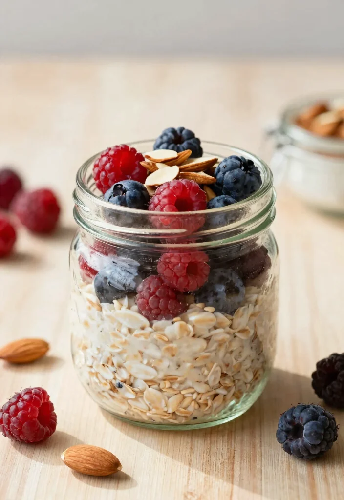 20 Brunch Ideas at Home That Are Simple and Stylish - 10. Overnight Oats with Almonds and Berries 1