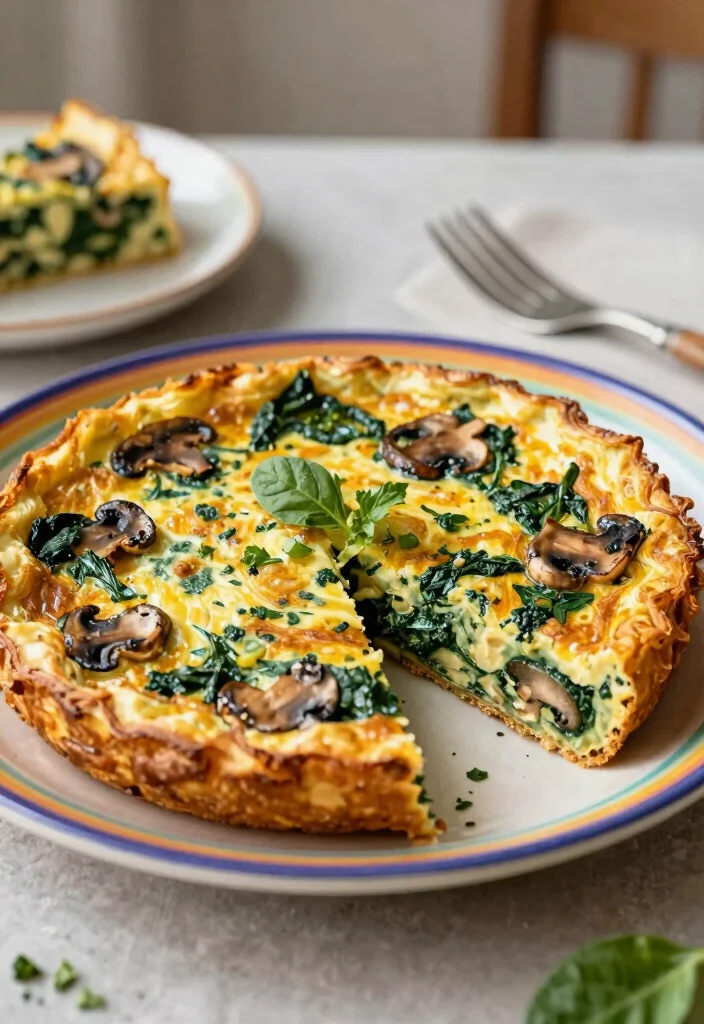 20 Brunch Ideas at Home That Are Simple and Stylish - 12. Spinach and Mushroom Frittata 1