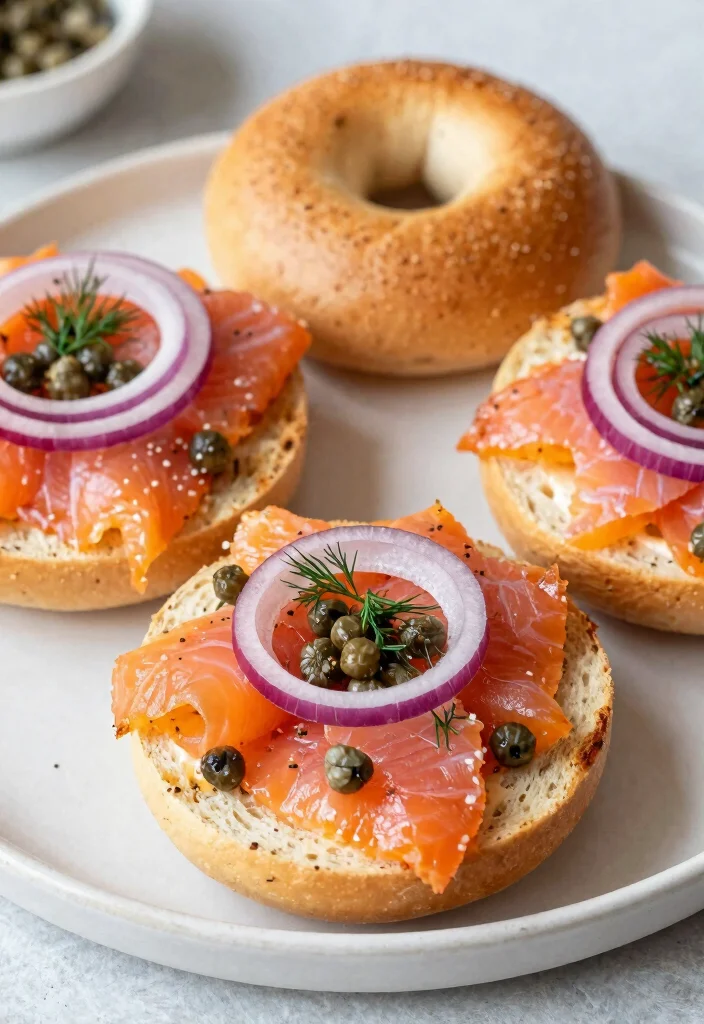 20 Brunch Ideas at Home That Are Simple and Stylish - 16. Smoked Salmon Bagels 1
