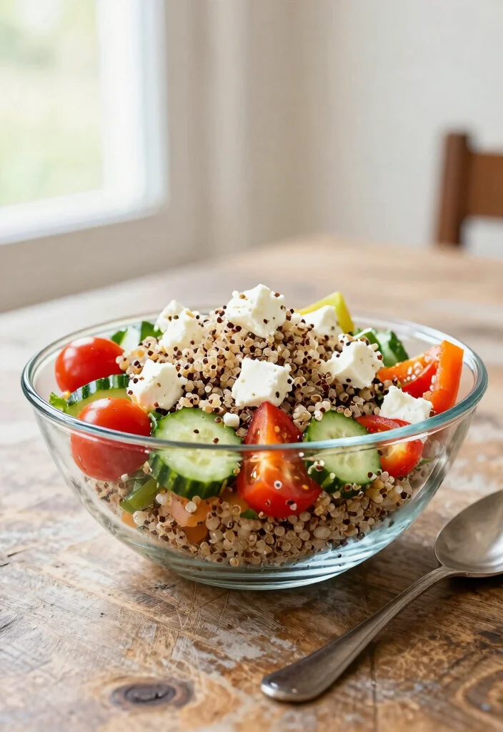 20 Brunch Ideas for a Crowd That Are Easy to Prepare - 16. Quinoa Salad with Feta and Veggies 1