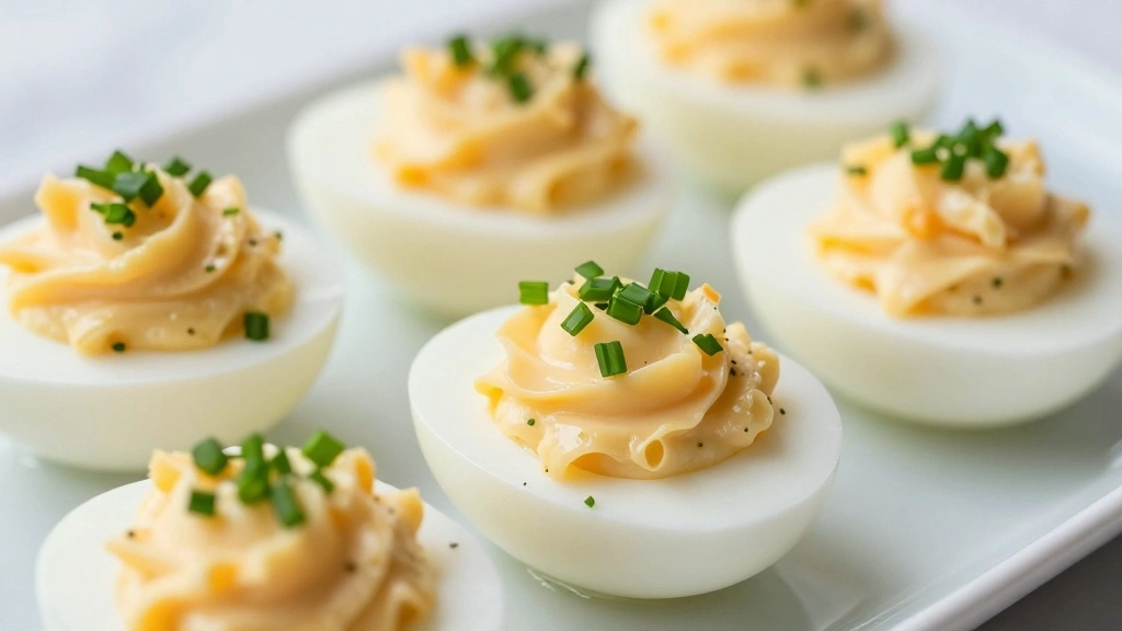 Loaded Deviled Eggs Recipe Fully Topped - Step 7: Garnish with Cheese and Chives 1