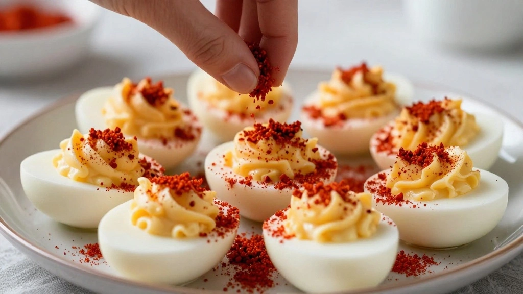 Mexican Deviled Eggs Recipe with Zesty Flavor - Step 7: Sprinkle Paprika 1