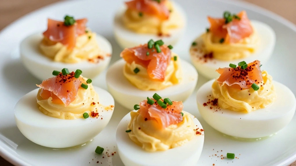 Smoked Salmon Deviled Eggs Recipe Fancy and Creamy - Step 6: Garnish the Eggs 1